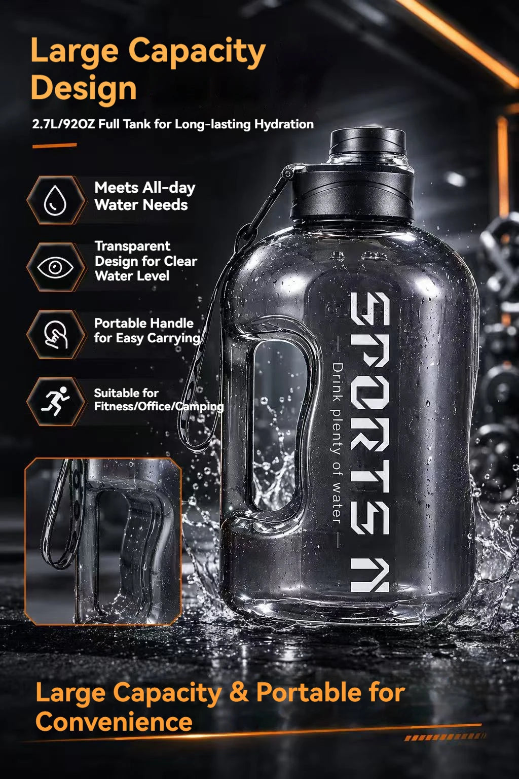 KIITCHLEY™ MegaSip Sports Bottle  Stay hydrated. Go further