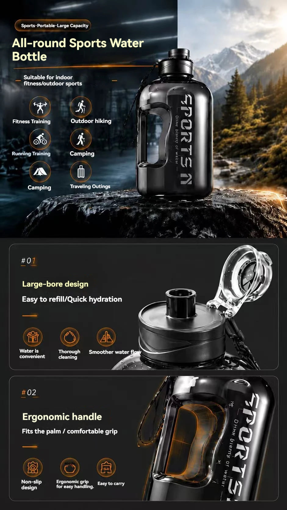 KIITCHLEY™ MegaSip Sports Bottle  Stay hydrated. Go further